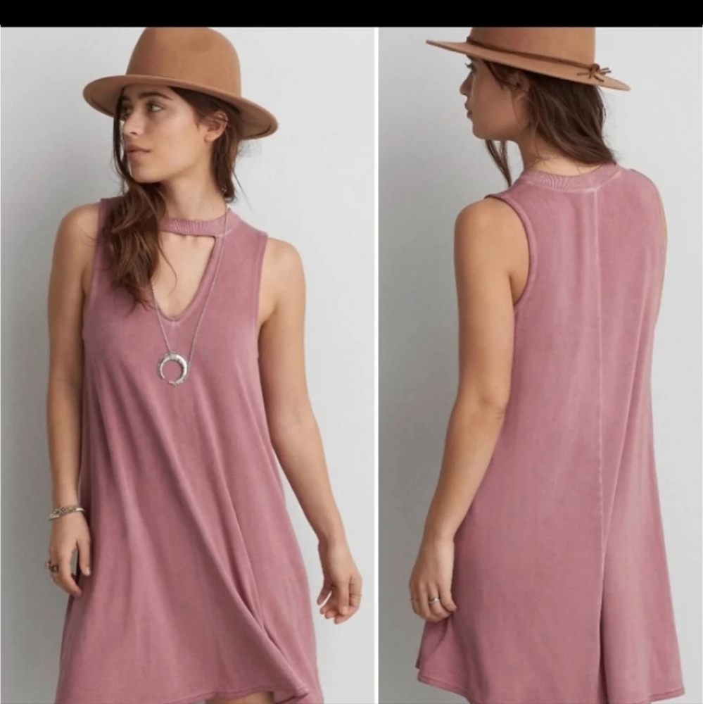 American Eagle Dusty Rose Mock Neck Tank Dress. Size small